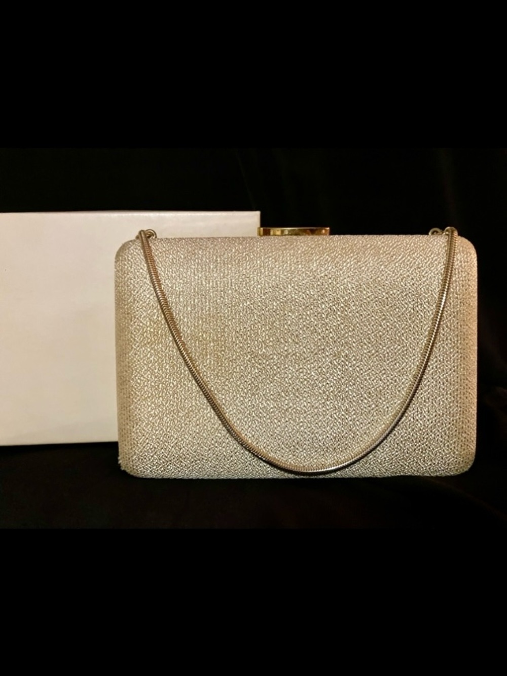 Vintage EK Gold Stardust Evening Clutch with Chain